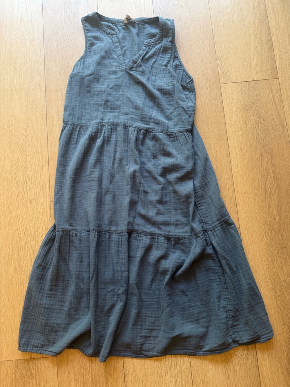 LOFT blue denim color  Sleeveless V-Neck Tiered Maxi Dress